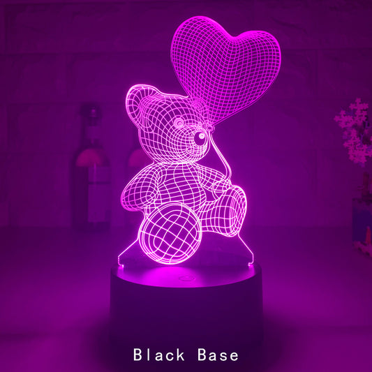 3D Teddy Neon Lamp Acrylic USB LED Night Lights