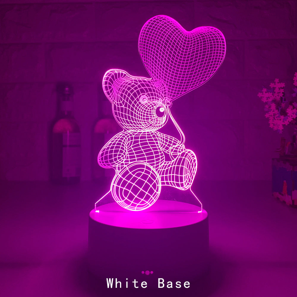 3D Teddy Neon Lamp Acrylic USB LED Night Lights
