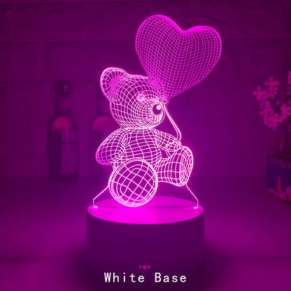 3D Teddy Neon Lamp Acrylic USB LED Night Lights