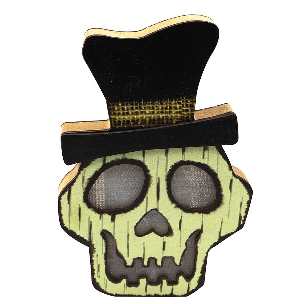 Halloween Lamp Wooden Pumpkin-Skull-Cat